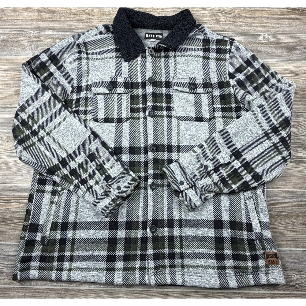 Reef Kerney Fleece Jacket  Shacket XXL Black/Grey Plaid Outdoor Cabincore NWT